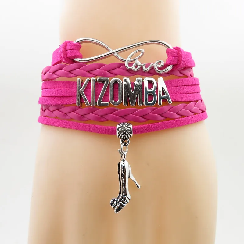Модный браслет Kizomba Высокая подвеска каблуки танцор подарок Черная кожа обернуть