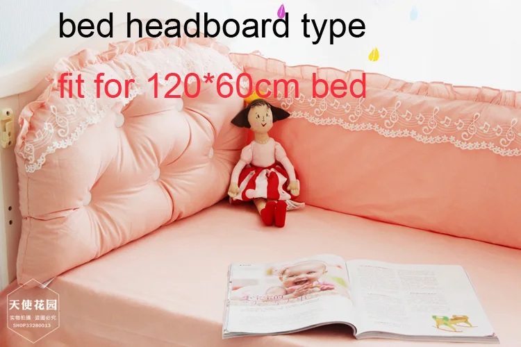 headboard type M 9 шт. хлопок принцесса кружева детская кроватка постельные принадлежности комплект кроватки постельные принадлежности одеяло подушка бамперы розовое постельное белье детская кровать Несессеры - Цвет: headboard type M