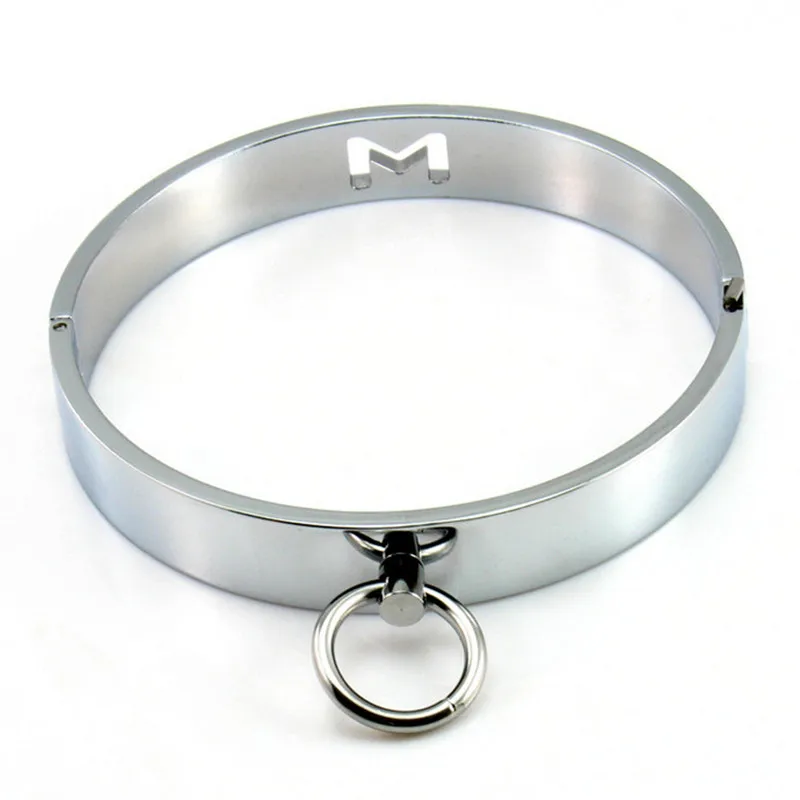 

New 12cm Dia BDSM Toys Female Stainless Steel Metal Neck Collar Sex Slave Role Necklace For Women Fetish Restraint Bondage Ring