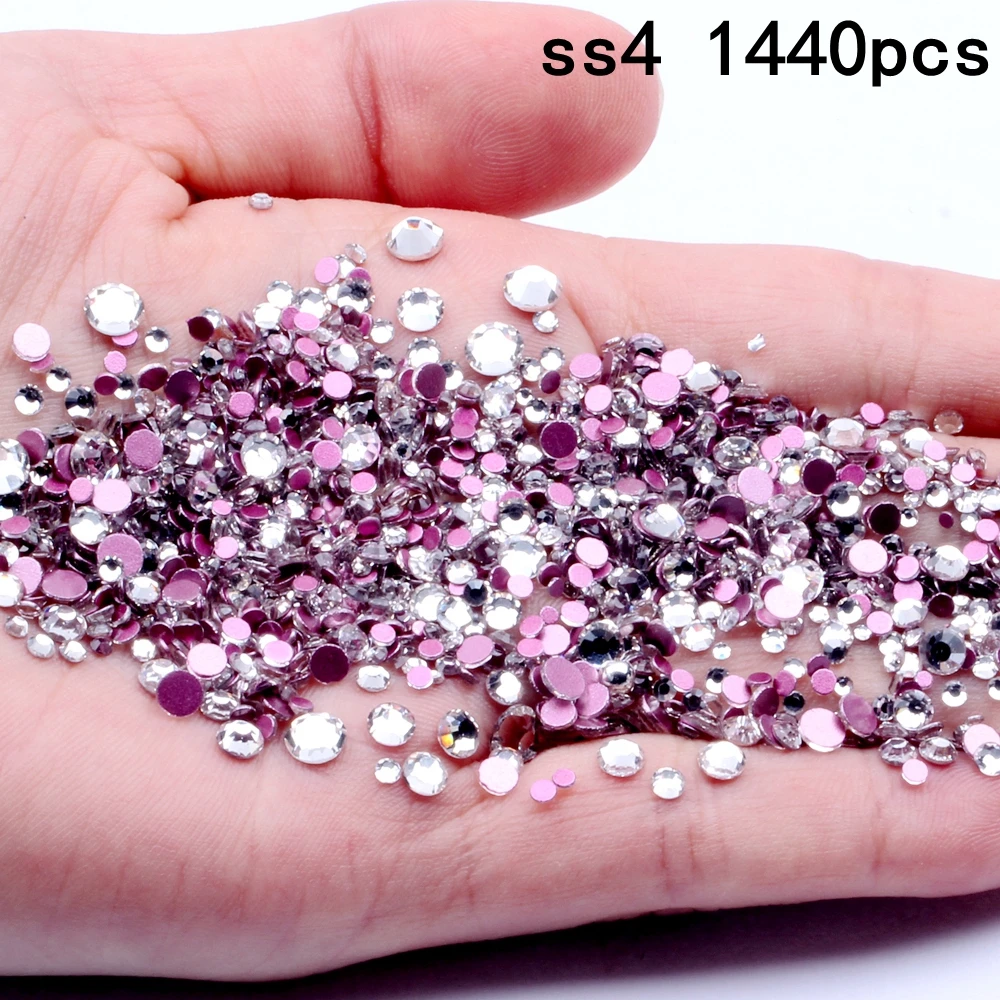 Crystal ss4 1440pcs Кристалл AB, много размеров, без горячей фиксации, с красным дном, кристаллы, стразы, стекло, клей для свадебных платьев, сделай сам, дизайн ногтей, украшения - Цвет: Crystal ss4 1440pcs