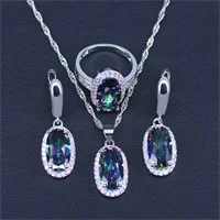 Серебро 925 ювелирные изделия натуральный голубой кубический цирконий Свадебные Ювелирные наборы для женщин Свадебные серьги/кулон/Кольцо/ожерелье набор
