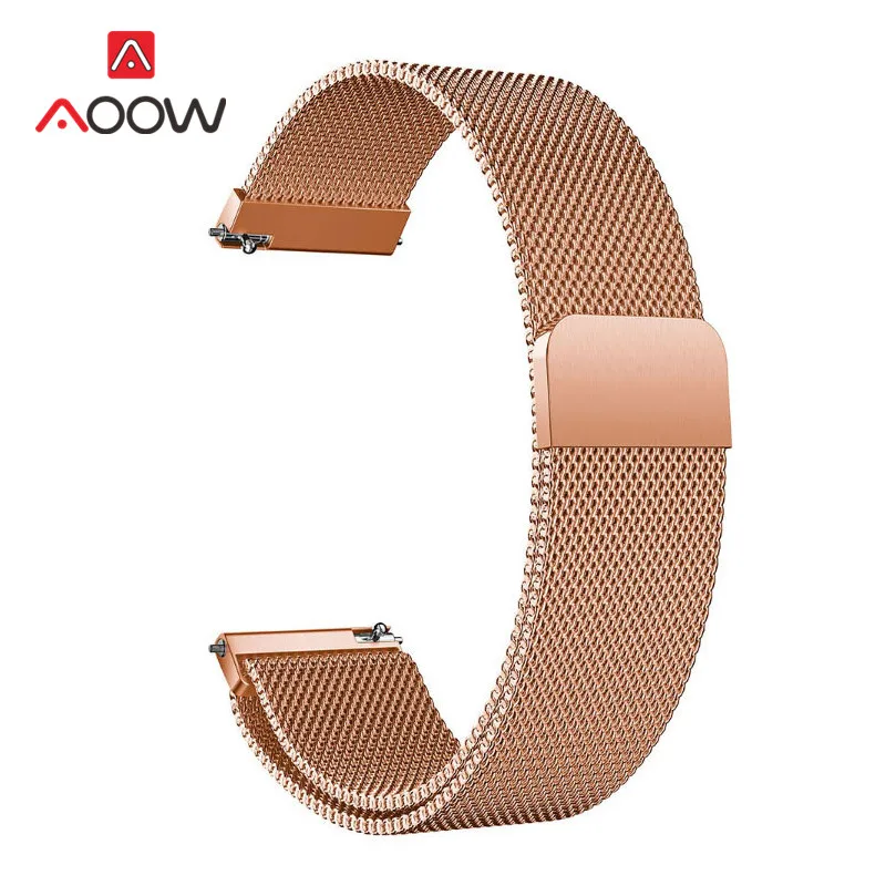 Rose Gold 18 мм 20 мм 22 мм Магнитная Миланская петля для samsung Galaxy Watch Active 42 мм 46 мм gear Sport S2 S3 Amazfit bip huawei ремешок - Цвет ремешка: Rose Gold