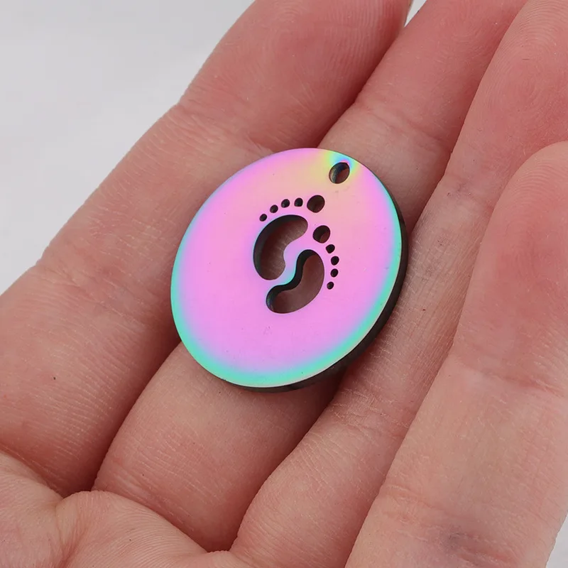 10 шт./лот 22 мм из нержавеющей стали двусторонние подвески в форме ног ребенка для