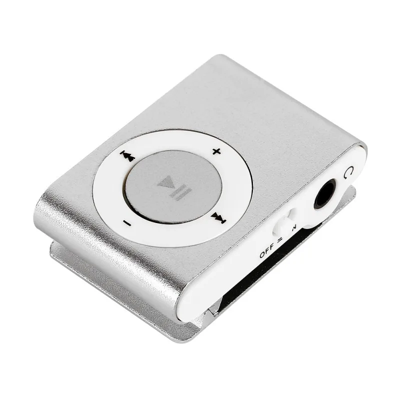 Серебристый USB металлический мини MP3-плеер с зажимом, спортивный портативный музыкальный цифровой TF/SD слот для карты, плеер mp 3 плеер, карта для бега, переносной мини mp3 Mu - Цвет: Серебристый
