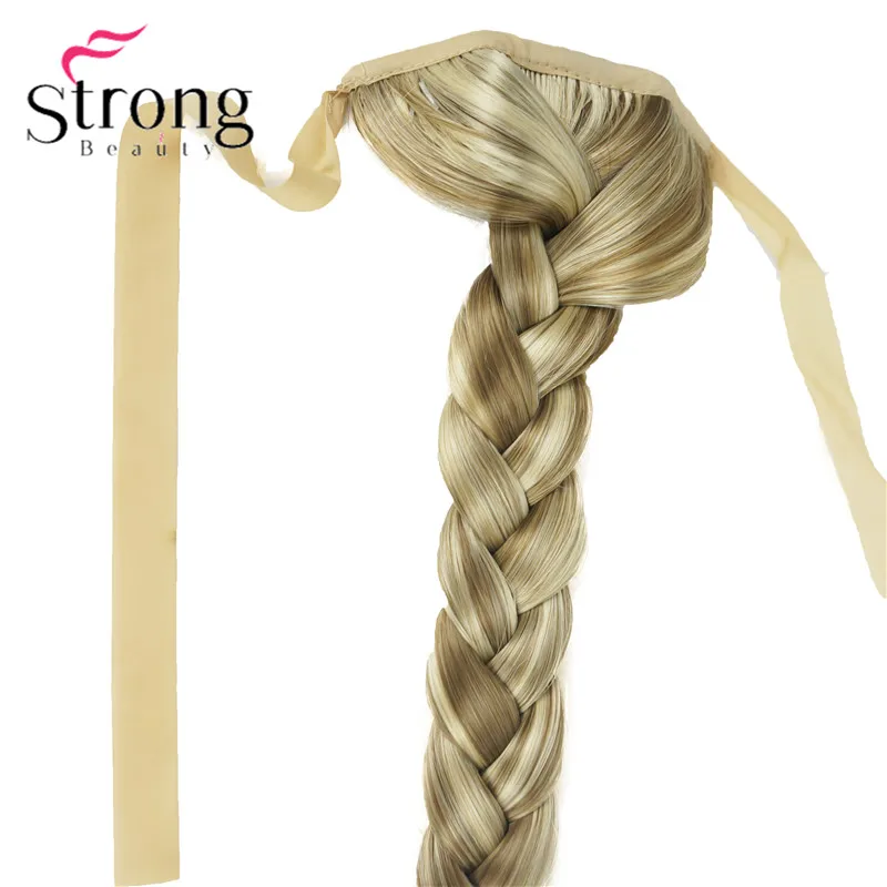 StrongBeauty, блонд, длинный рыбий хвост, коса, конский хвост, наращивание, синтетический зажим, шиньон, цвет на выбор