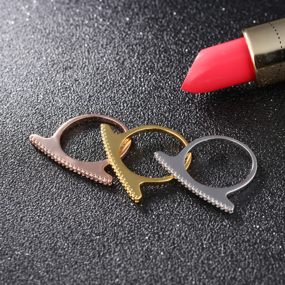 Красочные Полосы Для Женщин Белый Кубический Цирконий Три Кольца Роза Золото