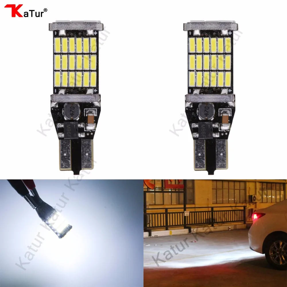 Katur 2 шт. T15 T16 W16W светодиодный обратный светильник лампочка 920 921 912 С CAN-BUS 4014 45SMD высокого светильник светодиодный использования парковочной Светильник лампы DC12V