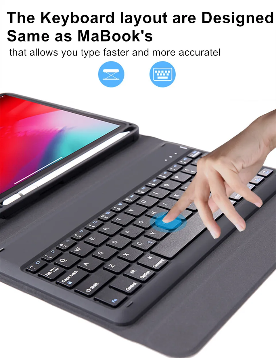 Bluetooth клавиатура чехол для iPad Pro 12,9 дюйма Авто Режим сна/пробуждения умный из искусственной кожи раза защитный чехол для Apple iPad Mini Coque
