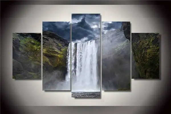 Hd Печать альпийский водопад группа картина холст печать декор комнаты плакат