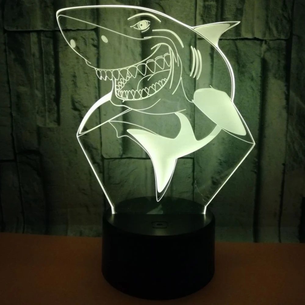 3D лампа в форме акулы животные освещение стол USB LED ночные светильники подарок для