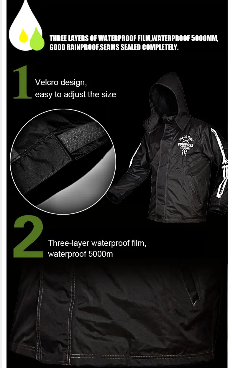 Мотоциклетный дождевой костюм с черепом черный мото rbike Rain gear Pole moto дождевик костюм для рыбалки на открытом воздухе для верховой езды, против дождя одежда против сильного дождя