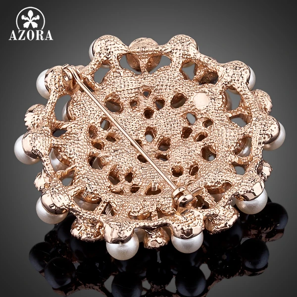 Брошь из прозрачного австрийского хрусталя цвета розового золота|pearl flower brooch|flower