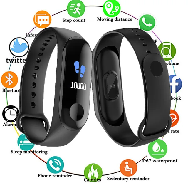 M3plus IPS Screen Smart Sport Fitness Bracelet IP68 Waterproof Blood Pressure Oxygen Activity Tracker For Men Women Watches | Электроника