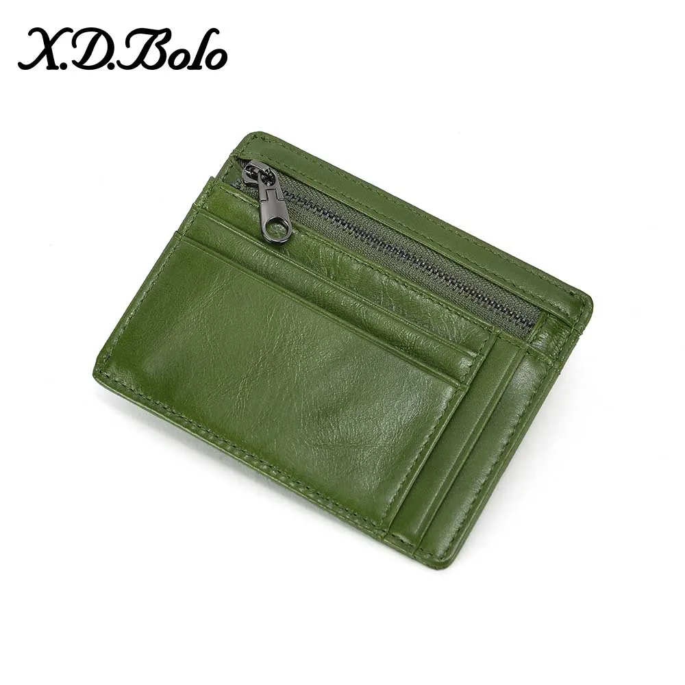 Green X. D. BOLO кошелек мужской кожаный из натуральной коровьей кожи мужские кошельки с карманом для монет мужской кошелек кожаный кошелек кошельки для мужчин - Цвет: Green
