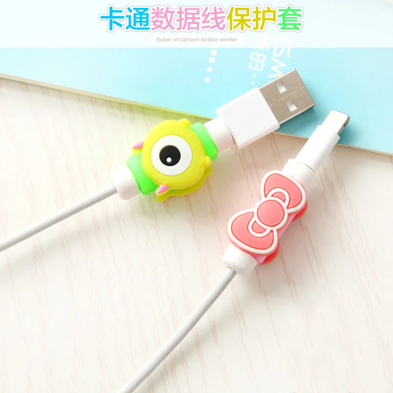 Милый мультфильм Moblie телефонный кабель протектор де Кабо USB Устройства для