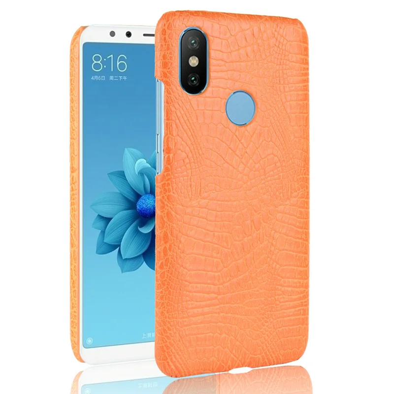 Роскошные крокодиловой кожи Pattern Жесткий PC Обложка для Xiaomi Mi A2 Lite Защитный