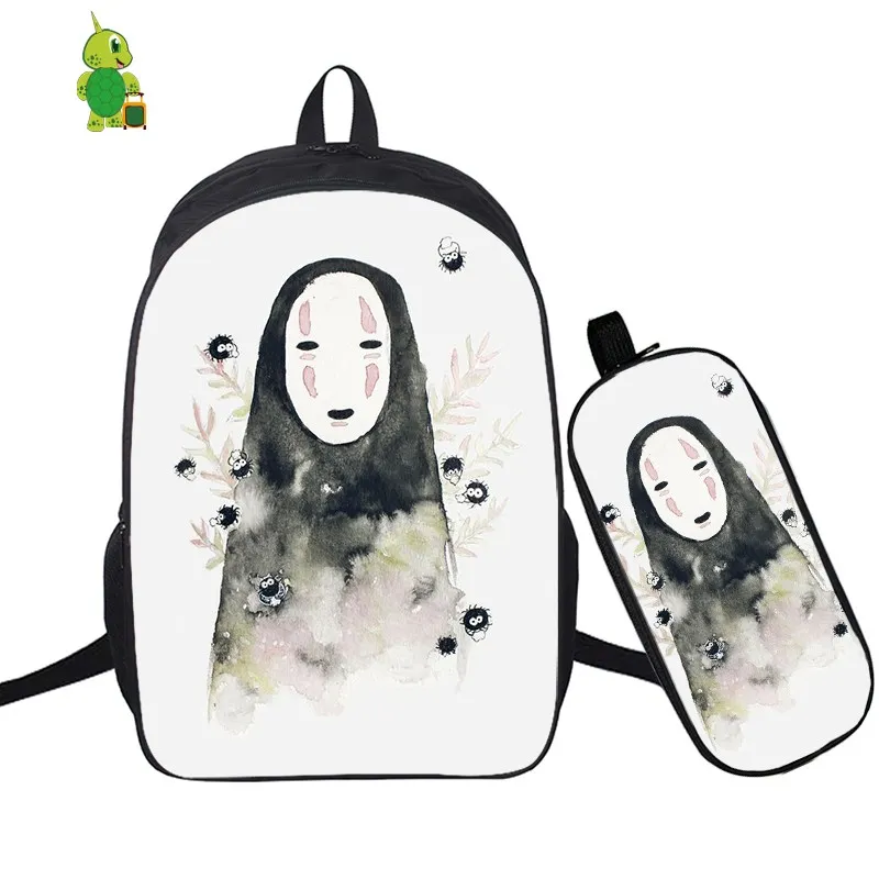 12 Ghibli унесенный спиралью без лица Мужской рюкзак 2 шт./компл. школьная сумка для подростков мальчиков и девочек рюкзак для ноутбука пенал дорожные сумки - Цвет: 12