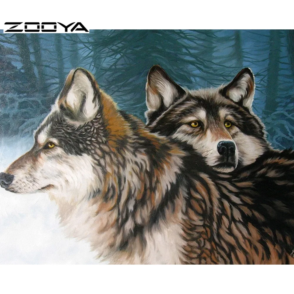 ZOOYA 3d вышивка бисером животное картина вышивки крестом Волк любитель рукоделие