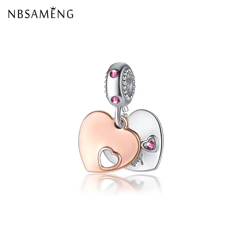 2019 посеребренные блестящие бусины в форме сердца Очаровательные Подвески