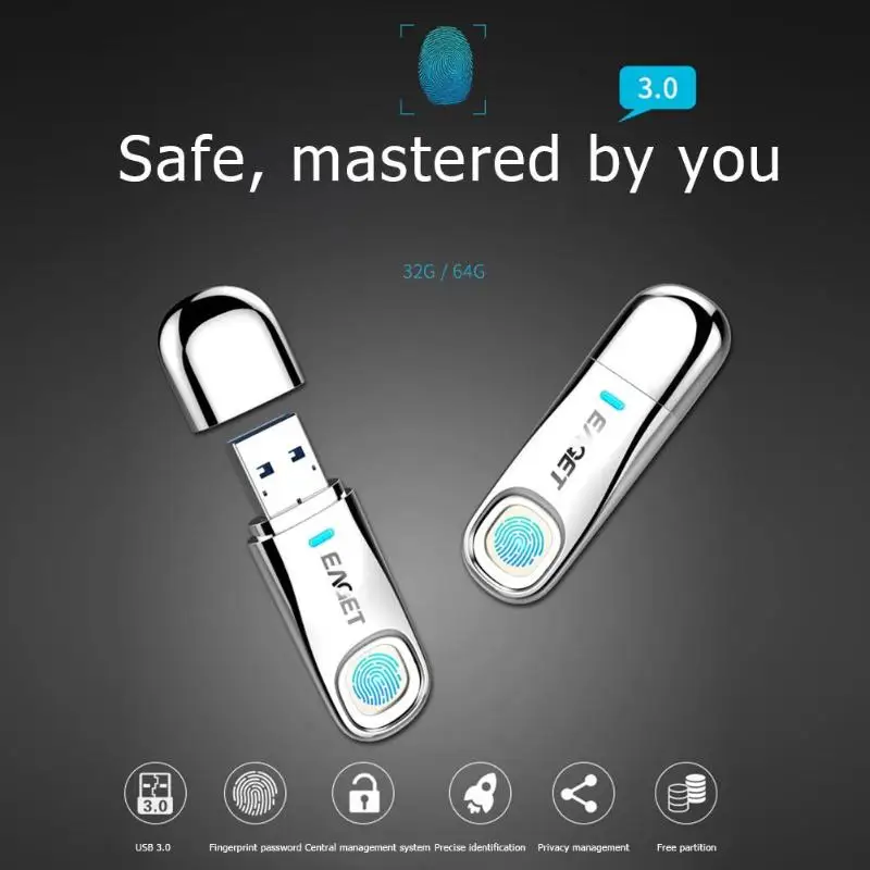 Usb-накопитель EAGET FU60 FU5 32 ГБ/64 ГБ, зашифрованный отпечаток пальца, USB флеш-накопитель, высокая скорость, интеллектуальная безопасность, USB 3,0, флешка, металлический u-диск