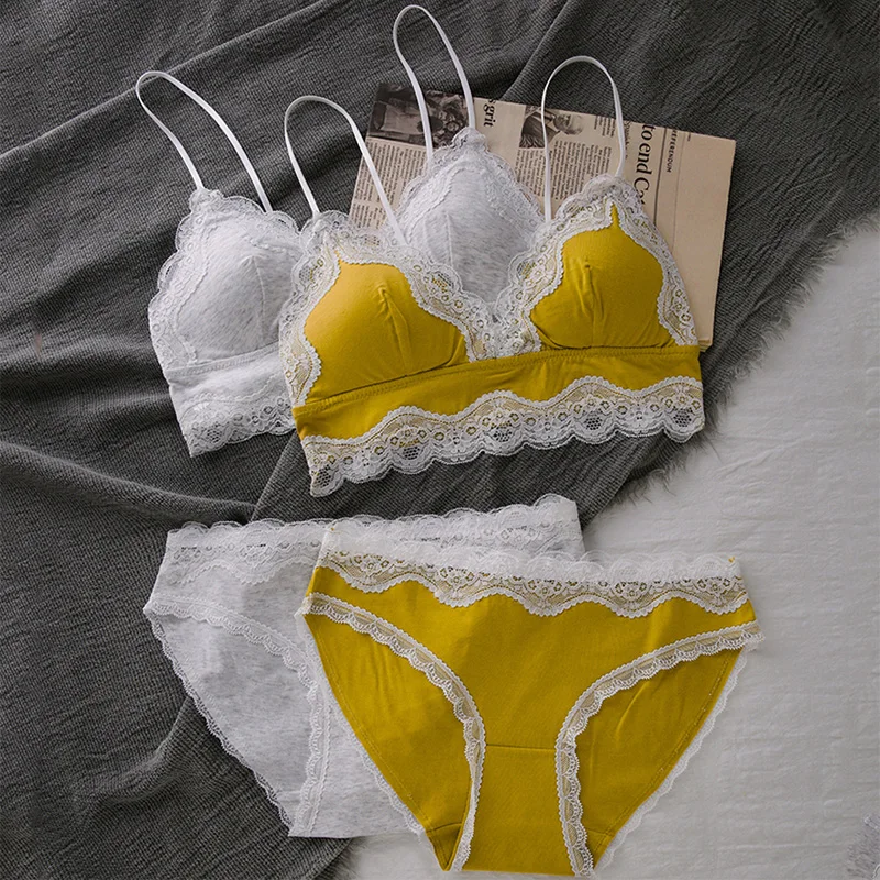 Треугольная Беспроводная Бралетт набор тонкое хлопковое нижнее белье дышащий