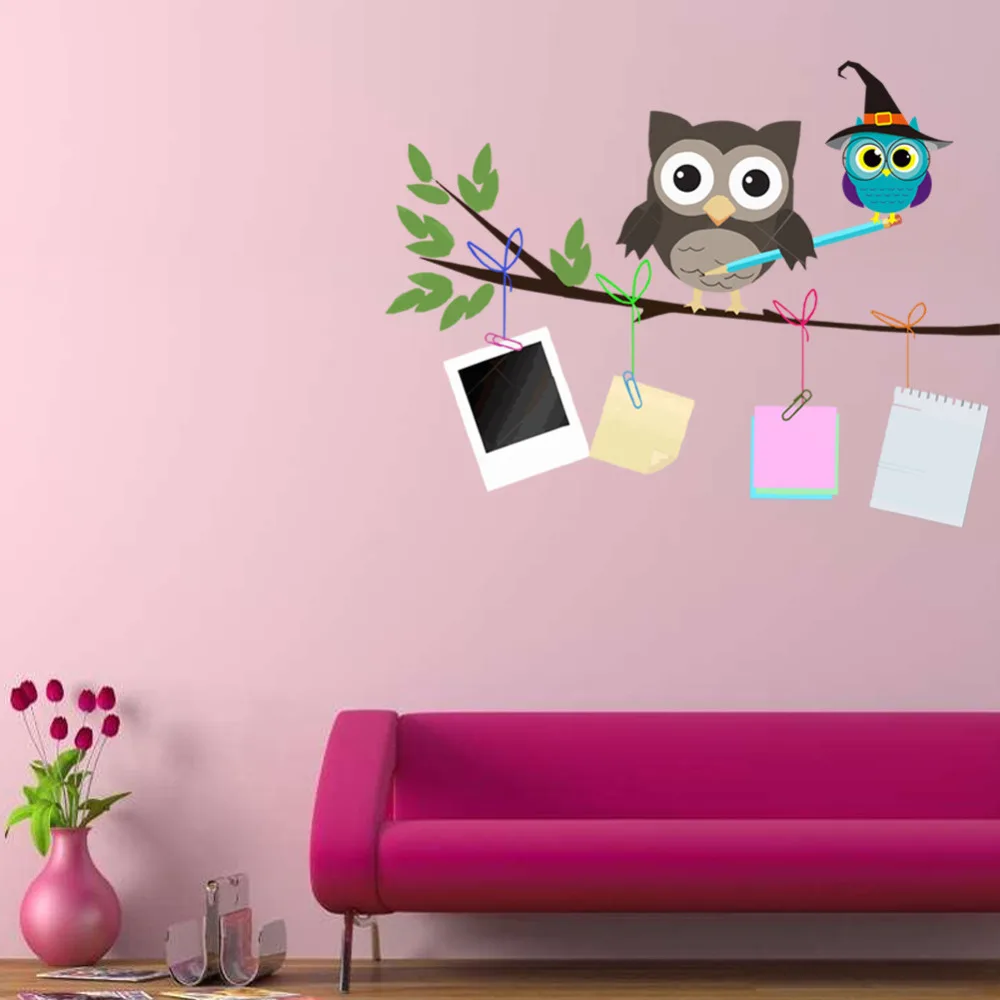 Reomvable наклейки мультфильм сова дети роспись декоративные стены спальни