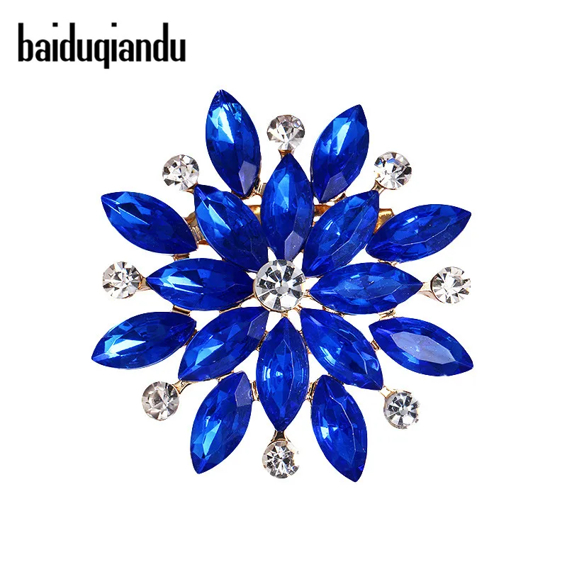 Blue Baiduqiandu, Новое поступление, разноцветные броши в виде цветка для женщин, брошь для свадебной вечеринки, брошь на булавке, букет для свитера, аксессуары для творчества - Окраска металла: Blue