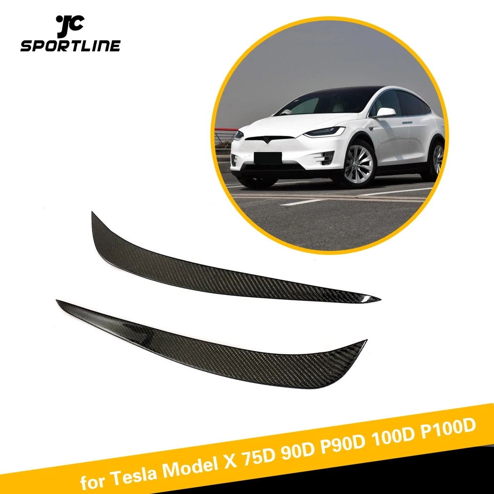 

2pcs Front Bumper Lip Diffuser Splitter Fins Body Spoiler Canards Valence Chin for Tesla Model X 2016 2017 2018 Carbon Fiber