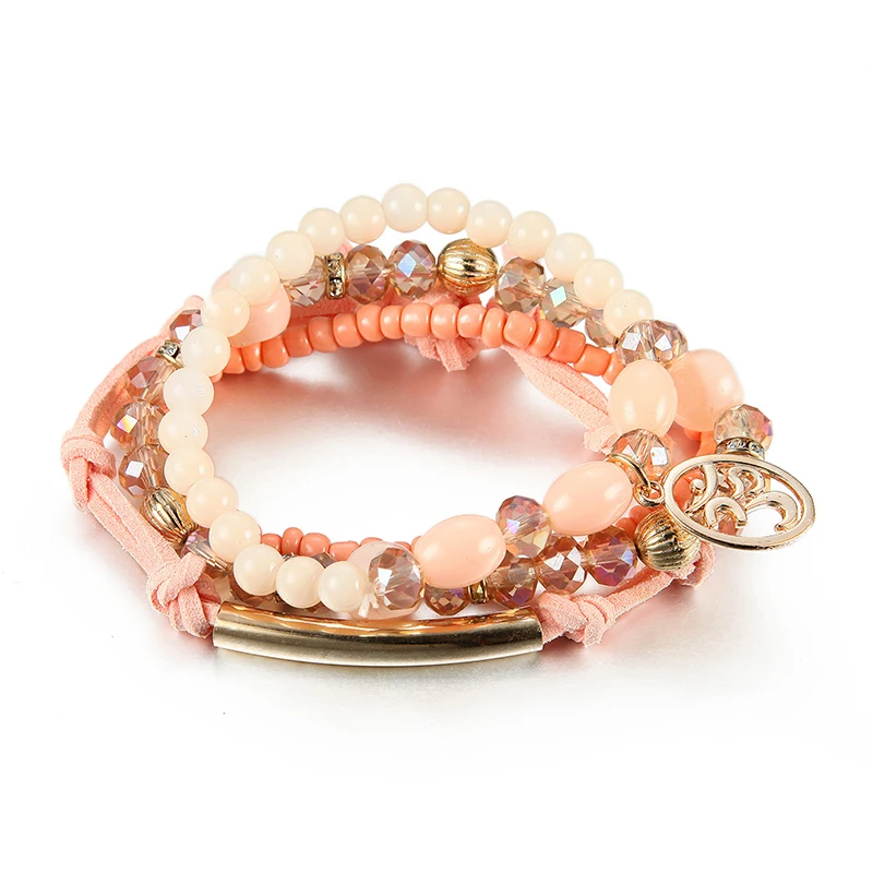 Новый кожаный браслет «Мультиколор Рис Бид Бохемская прелесть», ручная работа, много элементов, дружбы браслет тенниса, дешево, заводское качество.