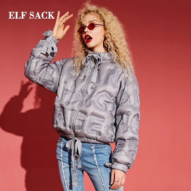 ELFSACK новинка женский пуховик 90% белый утиный пух пальто пэтчворк полный толстый
