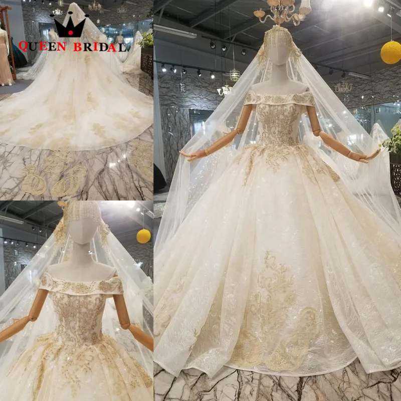 На заказ 2019 халат de mariée бальное платье Тюль Кружево бисером свадебное vestido noiva QUEEN