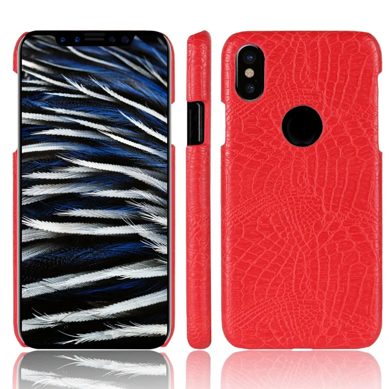 Чехол из крокодиловой кожи для iPhone X ультратонкий защитный жесткий ударопрочный