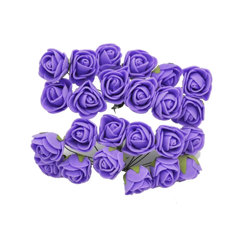 purple 72/144 шт 2 см мини ПЭ пена Роза ручной работы Искусственные цветы Домашнее свадебное украшение автомобиля DIY Скрапбукинг венок искусственный цветок - Цвет: purple