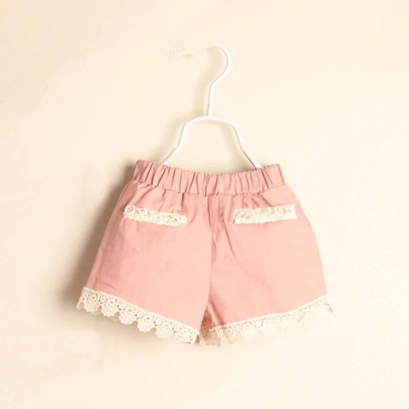 Шорты для девочек 2017 летние кружевные короткие брюки с цветочным принтом детские