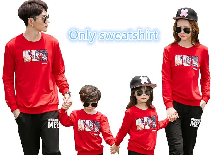 red sweatshirt Осенне-зимний спортивный костюм для мамы и дочки; комплект одежды для семьи в китайском стиле; спортивные костюмы для папы и сына; Повседневные свитера парные - Цвет: red sweatshirt