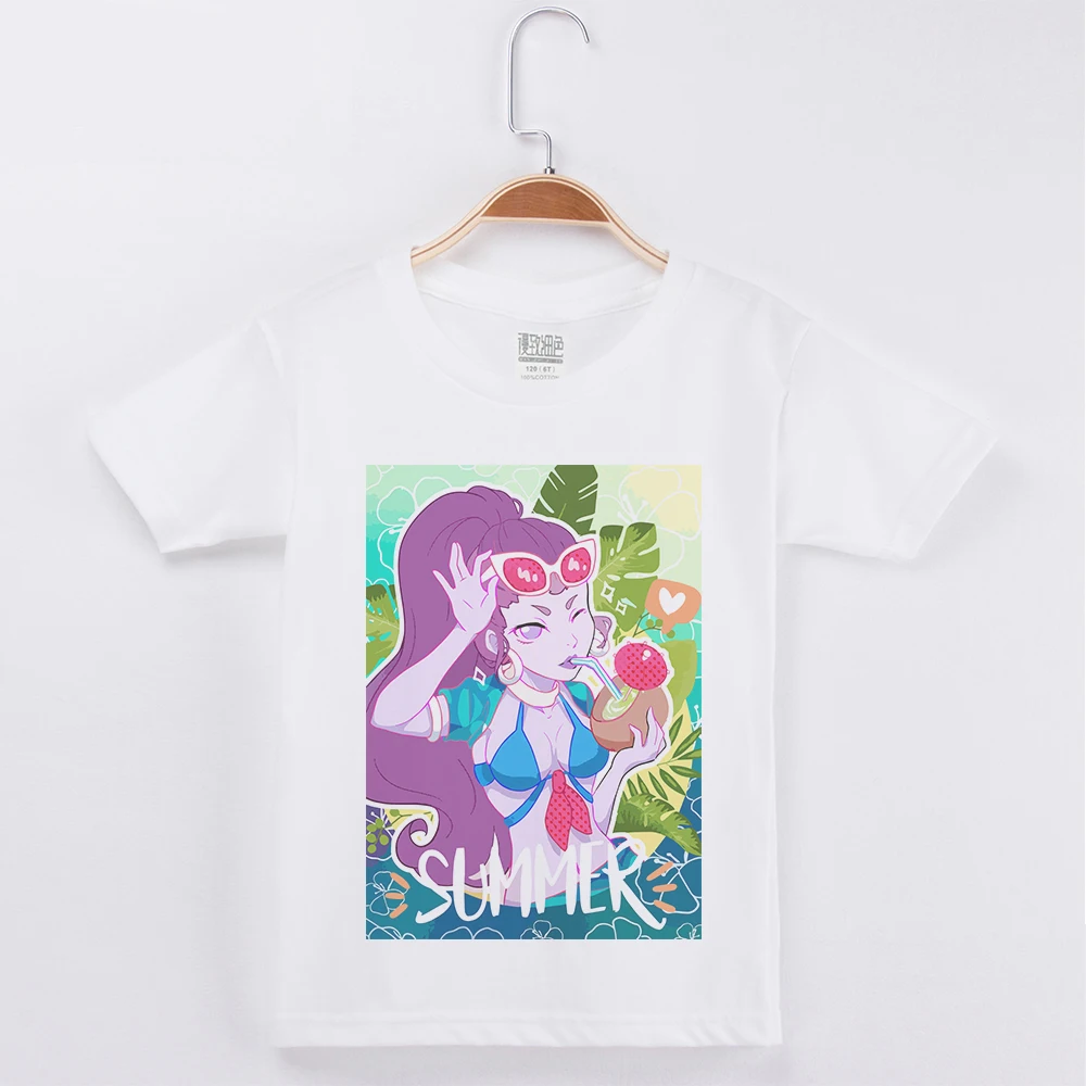 Детская Хлопковая футболка с круглым вырезом мультяшным принтом|girl t-shirt|kids clothes