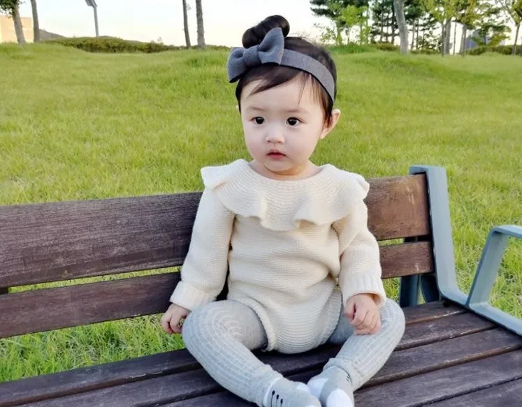 2017 детские трикотажные комбинезоны с длинными рукавами и оборками хлопковые для