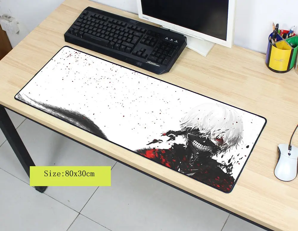 Olwonow Tokyo Ghoul mouse pad large to computer mousepad cool gaming padmouse gamer laptop 800x300x3mm mats | Компьютеры и офис