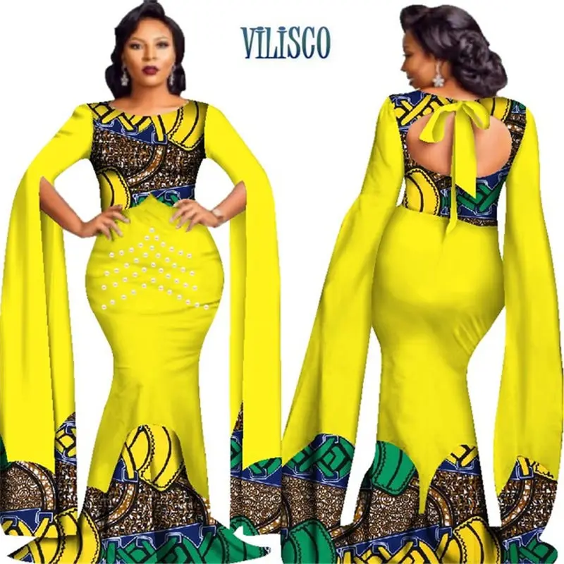 2018 Африканский принт платья с жемчугом для женщин в стиле королевы Vestidos