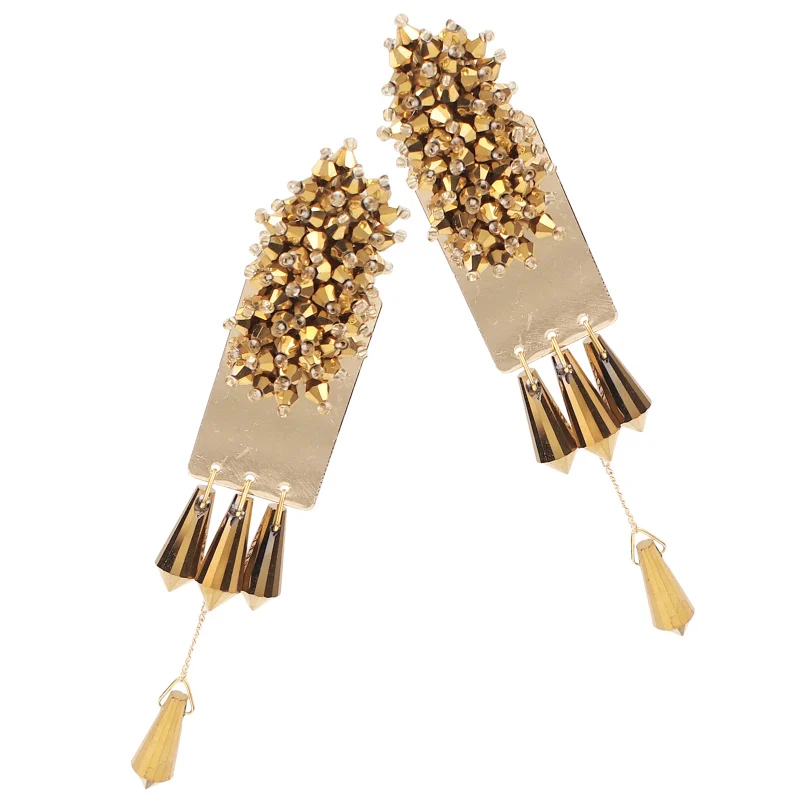 MANILAI Boho массивные серьги для женщин длинные бусы Висячие длинные висячие серьги Модный свадебный кристалл серьги Кластерные украшения - Окраска металла: Gold Earrings