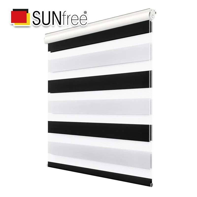 Black White SUNFREE Пылезащитная система Zebra жалюзи двойной слой полупрозрачные рулонные жалюзи Индивидуальный размер жалюзи для гостиной спальни - Цвет: Black White
