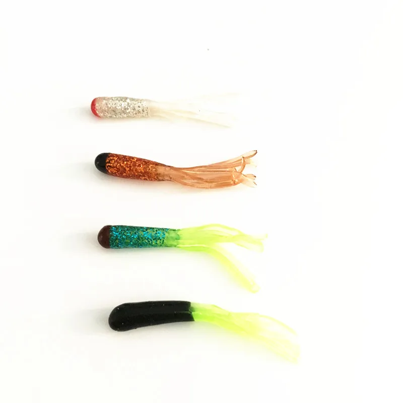 

80pcs Soft Squid Baits Colorful Freshwater Lure Tube Baits 4.5cm/0.8g Soft Artificial Pesca Worm Grub Squid Lures Mixed Colors