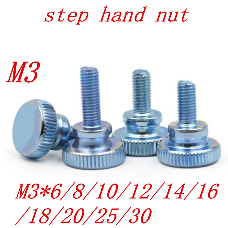 20 шт./лот M3 * 6/8/10/12/14/16/18/20/25/30 винт для накатки с плоской головкой большого пальца