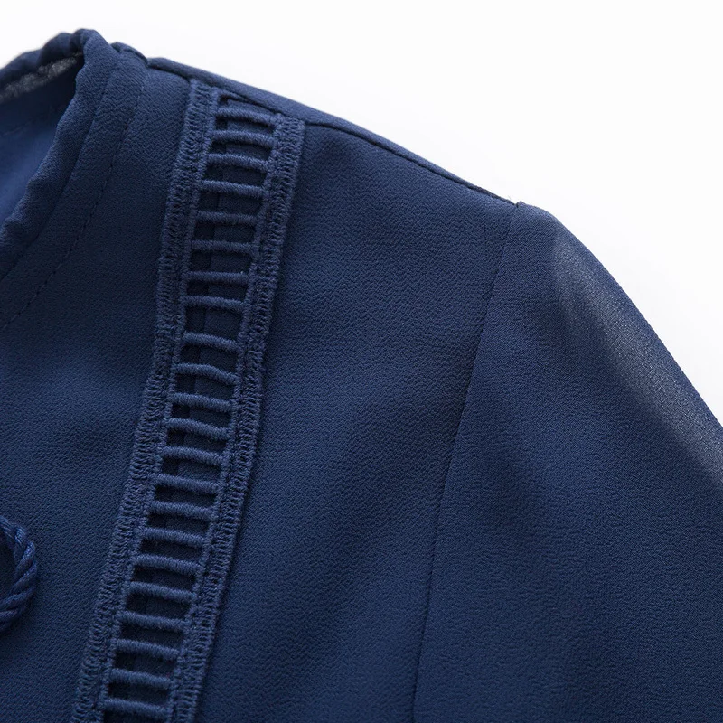 Женское платье с круглым вырезом SEMIR синее Повседневное трикотажное рукавом до