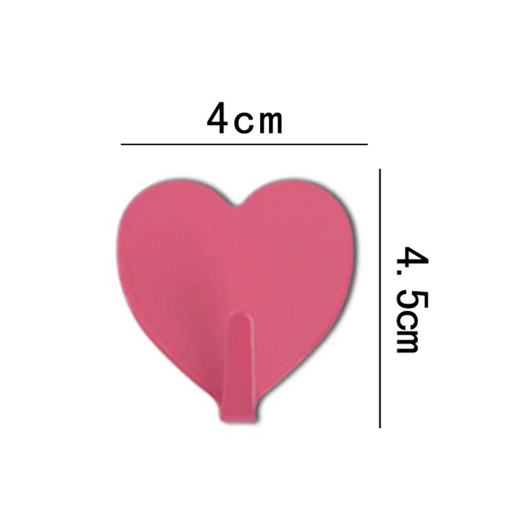 

6PCS Heart Shaped Self Adhesive Key Towel Cloth Hooks No Drilling Required Sticky Stainless Steel Organizer