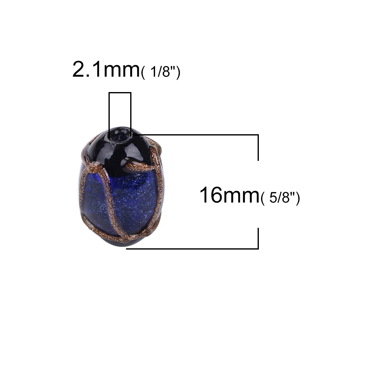Стеклянные бусины Lampwork с овальным черным и белым блеском примерно 17 мм (5/8 дюйма) x