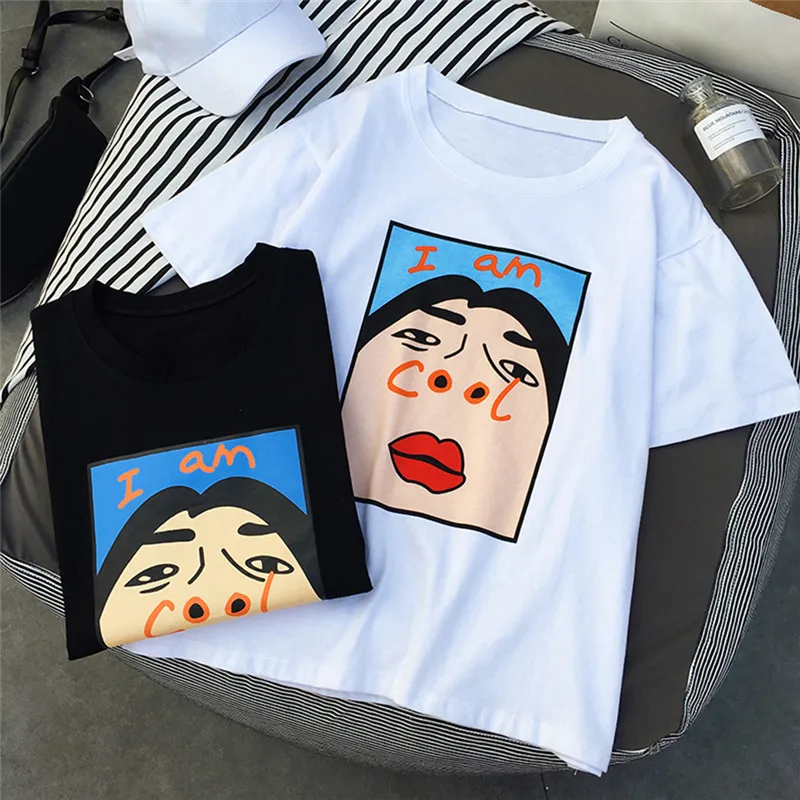 Harajuku I am Cool забавная белая женская футболка с буквенным принтом Корейская