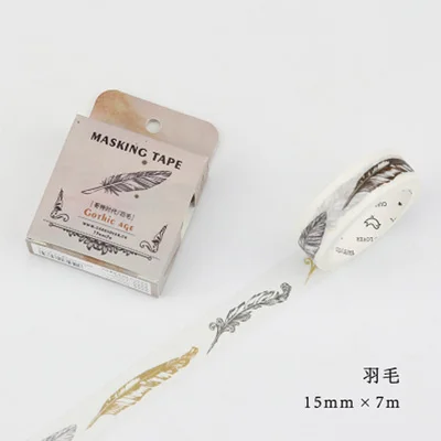 15 Вт, 30 Вт, 40 мм* 7 м в винтажном стиле Готический век лента washi DIY декоративный Скрапбукинг стикер планировщик малярный скотч этикетка наклейка - Цвет: feather