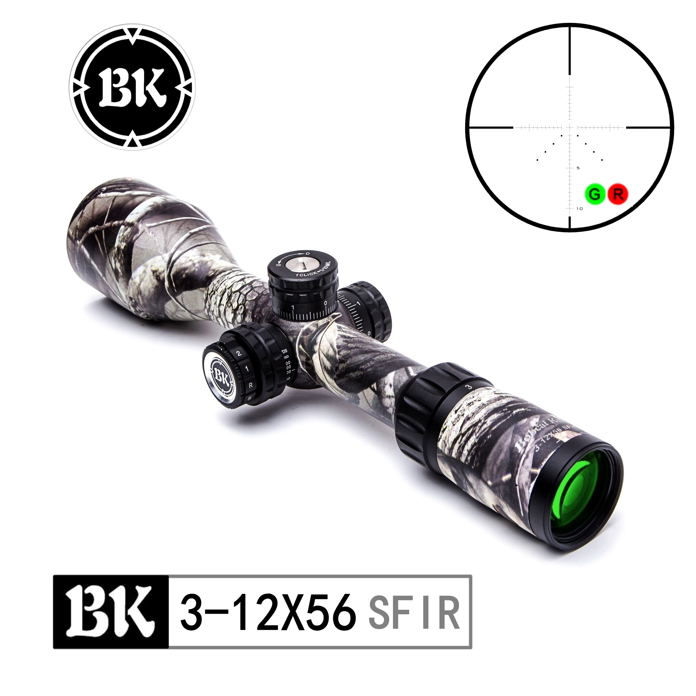 Bobcat King Optics BK 3 12X56 SFIR оптический прицел камуфляжный внешний вид тактический