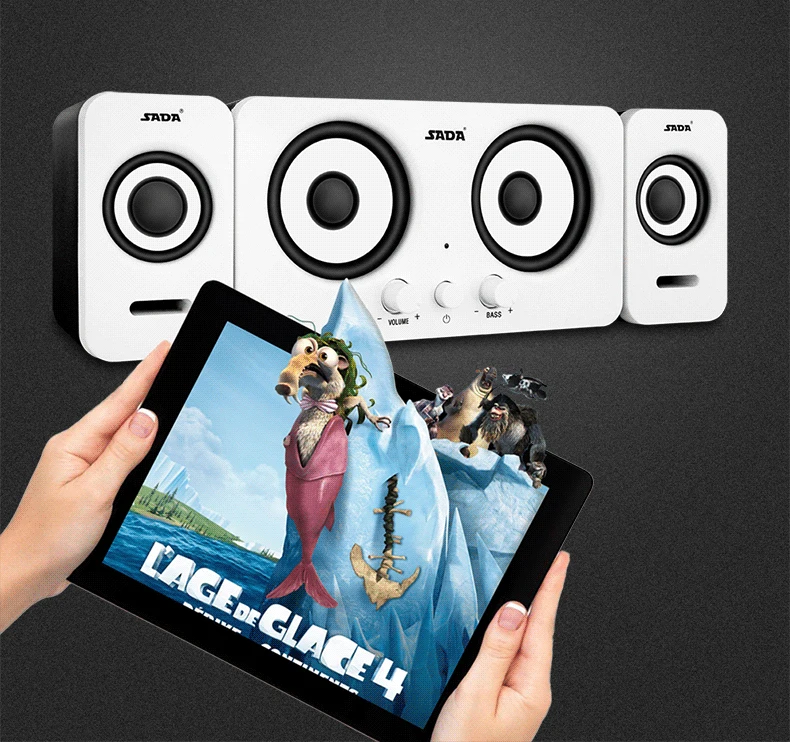 SADA D-220, Фирменное Качество, 3D объемный звук, сабвуфер, стерео бас, ПК, USB динамик, компьютерные колонки для смартфонов, ноутбуков, ноутбуков